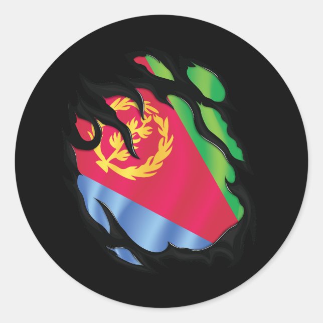 Sticker Rond Drapeau déchiré par l'Érythrée (Devant)