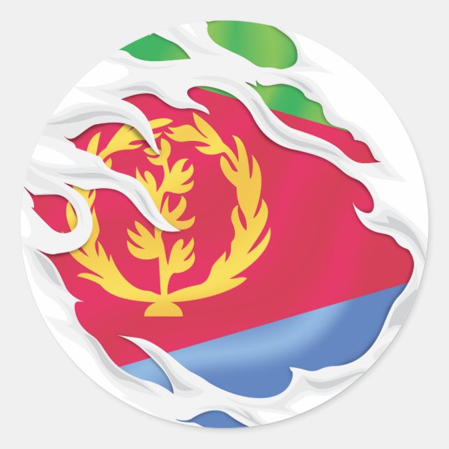 Sticker Rond Drapeau déchiré par l'Érythrée (Devant)