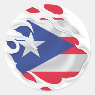 Sticker Rond Drapeau déchiré Porto Rico