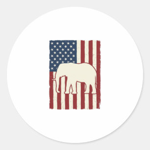 Sticker Rond Drapeau d'éléphant patriotique Conception vectorie