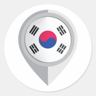 Sticker Rond Drapeau d'emplacement de l'épingle de Corée pour v