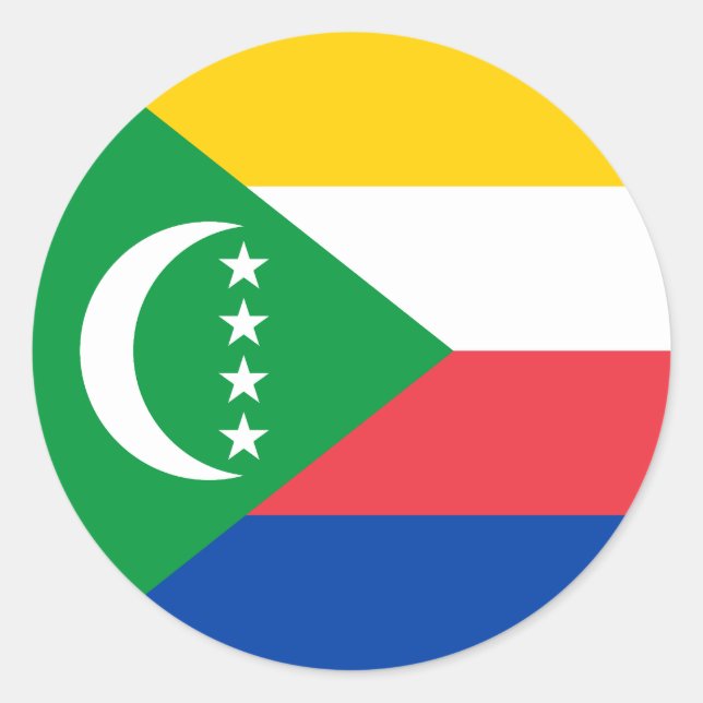 Sticker Rond Drapeau des Comores (Devant)