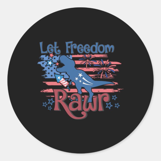 Sticker Rond Drapeau des enfants de laisser la liberté rawr T-r (Devant)