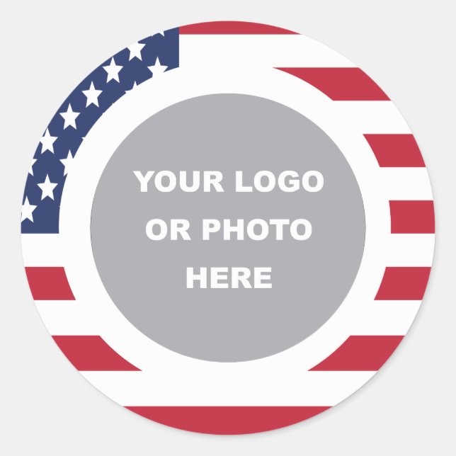 Sticker Rond Drapeau des États-Unis Bordure avec logo (Devant)