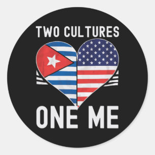 Sticker Rond Drapeau des États-Unis moitié cubain moitié améric