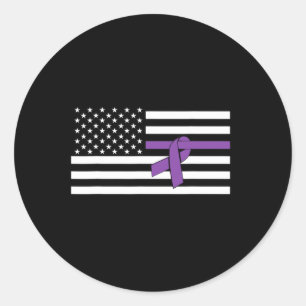 Sticker Rond Drapeau des États-Unis Violet Ruban Pancréatique C