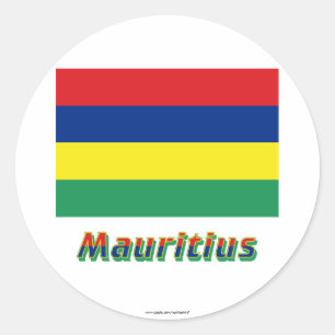 Sticker Rond Drapeau des Îles Maurice avec le nom