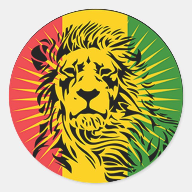 Sticker Rond drapeau des lions de rasta reggae (Devant)