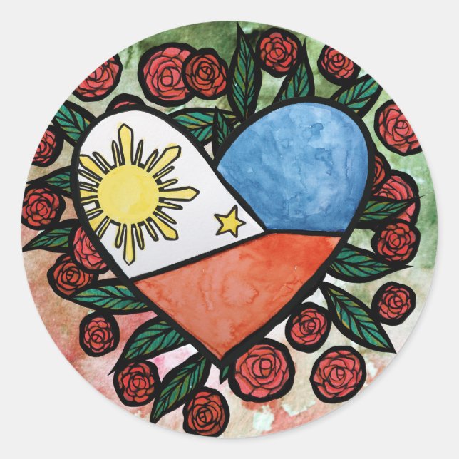 Sticker Rond Drapeau des Philippines                            (Devant)