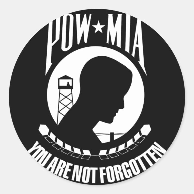 Sticker Rond Drapeau des prisonniers de guerre et disparus (Devant)