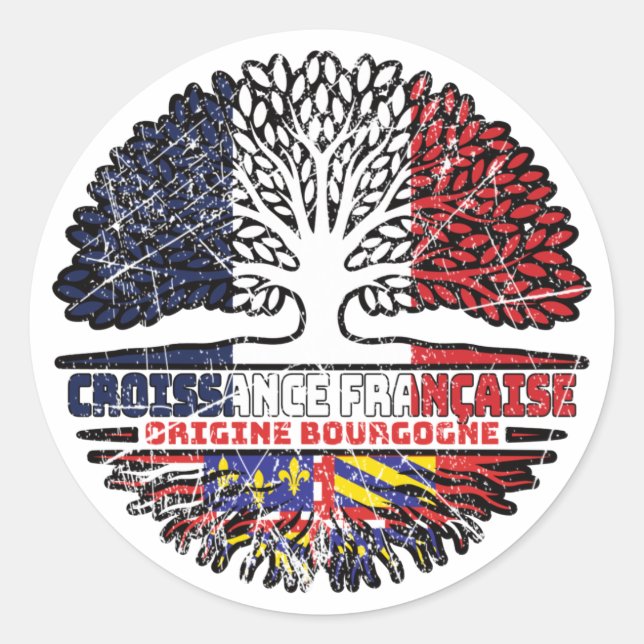 Sticker Rond Drapeau des racines d'arbre de France (Devant)