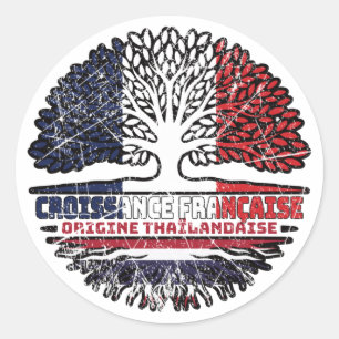 Sticker Rond Drapeau des racines d'arbre en Thaïlande