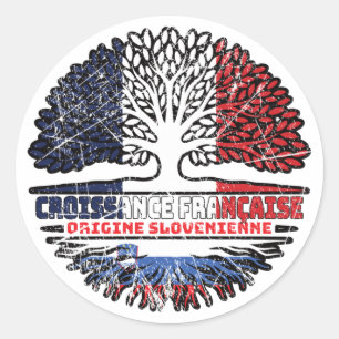 Sticker Rond Drapeau des racines d'arbre français Slovénie