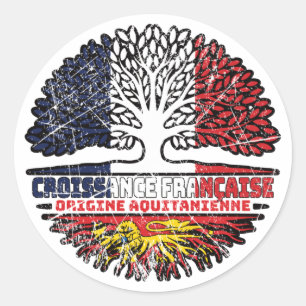 Sticker Rond Drapeau des racines d'arbres de France Aquitaine
