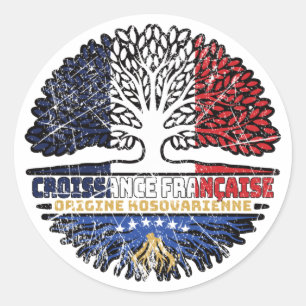 Sticker Rond Drapeau des racines d'arbres de France kosovar