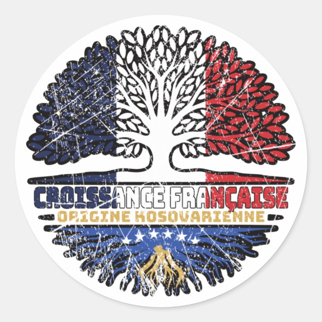 Sticker Rond Drapeau des racines d'arbres de France kosovar (Devant)