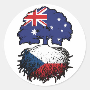 Sticker Rond Drapeau des racines de l'arbre australien tchèque