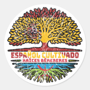 Sticker Rond Drapeau des racines de l'arbre espagnol de l'Amazo
