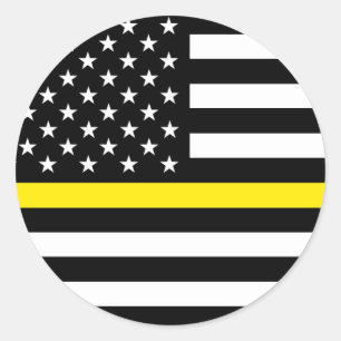 Sticker Rond Drapeau des répartiteurs de la ligne jaune fine