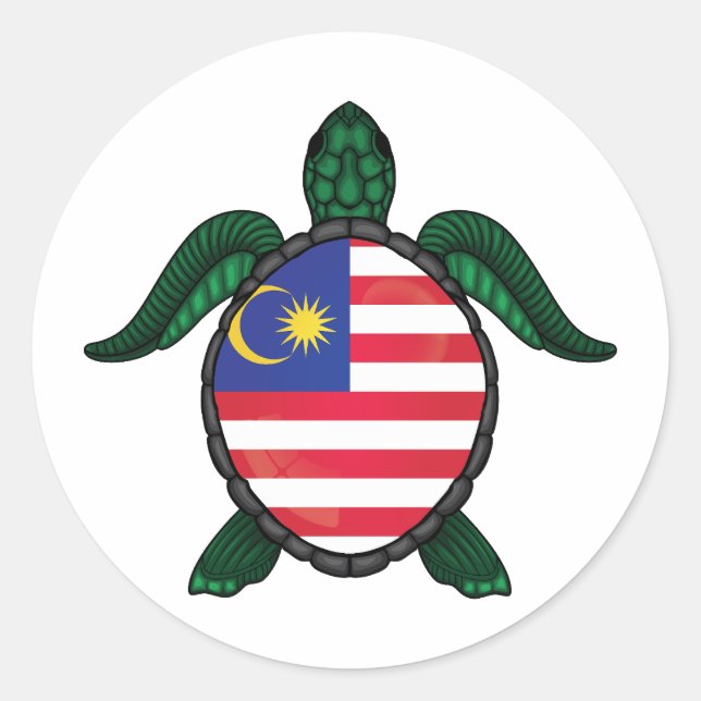 Sticker Rond Drapeau des tortues de mer de Malaisie (Devant)