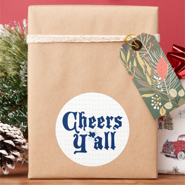 Sticker Rond Drapeau d'Etat bleu Cheers Y'all (vacances)