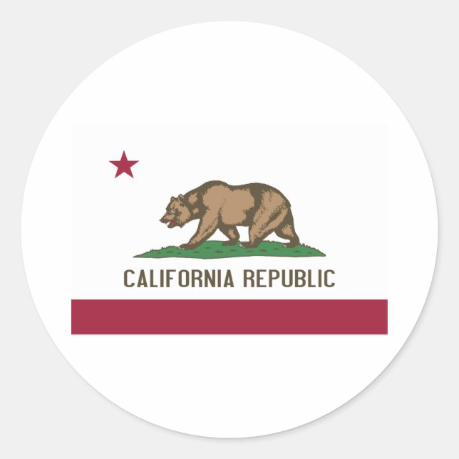 Sticker Rond Drapeau d'État de Californie (Devant)
