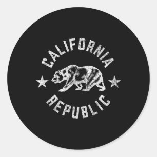 Sticker Rond Drapeau d'État de Californie Grizzly Bear