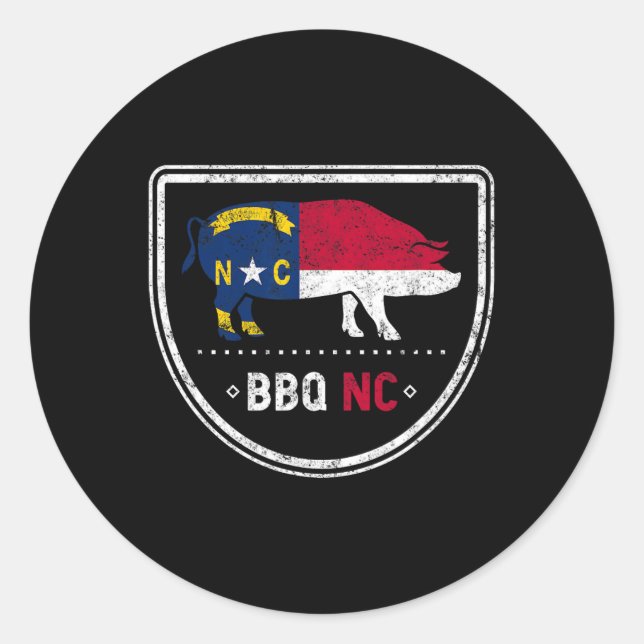 Sticker Rond Drapeau D'État De Caroline Du Nord Bbq Nc (Devant)