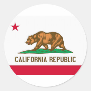Sticker Rond Drapeau d'État de la République de Californie