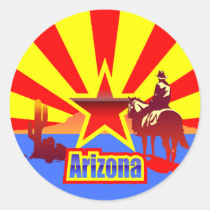 Sticker Rond Drapeau d'état de l'Arizona Dessin Vintage