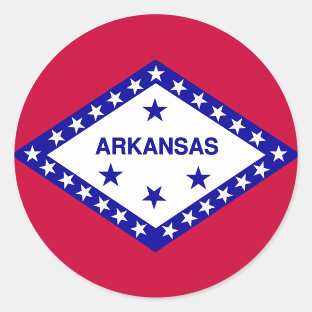 Sticker Rond Drapeau d'État de l'Arkansas (Devant)