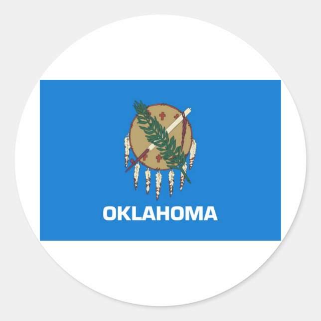 Sticker Rond Drapeau d'État de l'Oklahoma (Devant)