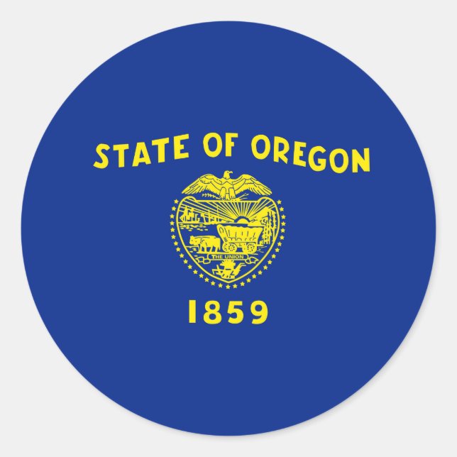 Sticker Rond Drapeau d'État de l'Oregon (Devant)