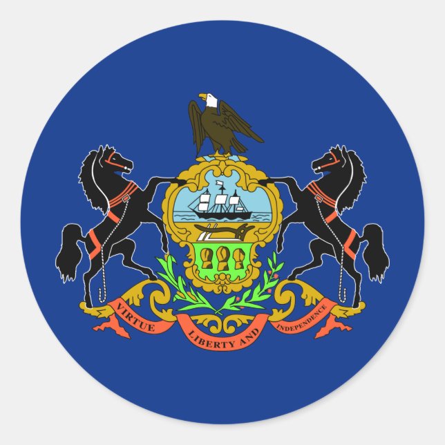 Sticker Rond Drapeau d'État de Pennsylvanie (Devant)