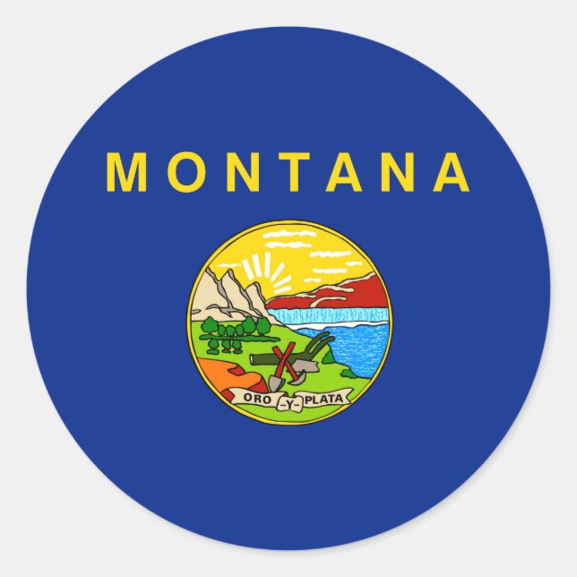 Sticker Rond Drapeau d'État du Montana (Devant)