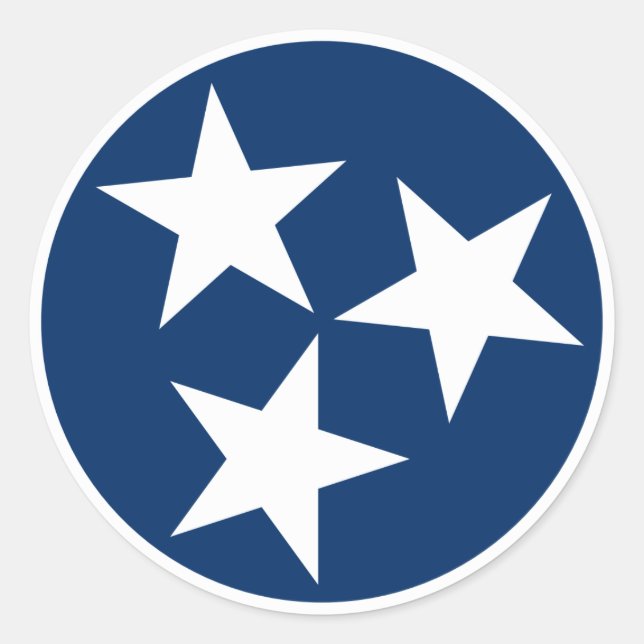 Sticker Rond Drapeau d'état du Tennessee Bleu Blancs étoiles (Devant)