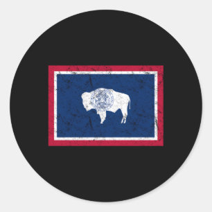 Sticker Rond Drapeau d'État en détresse du Wyoming