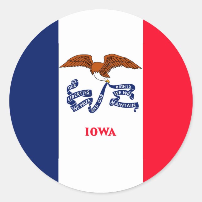 Sticker Rond Drapeau d'État Iowa (Devant)
