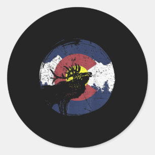 Sticker Rond Drapeau D'État Rétro Colorado Montagnes Rocheuses 