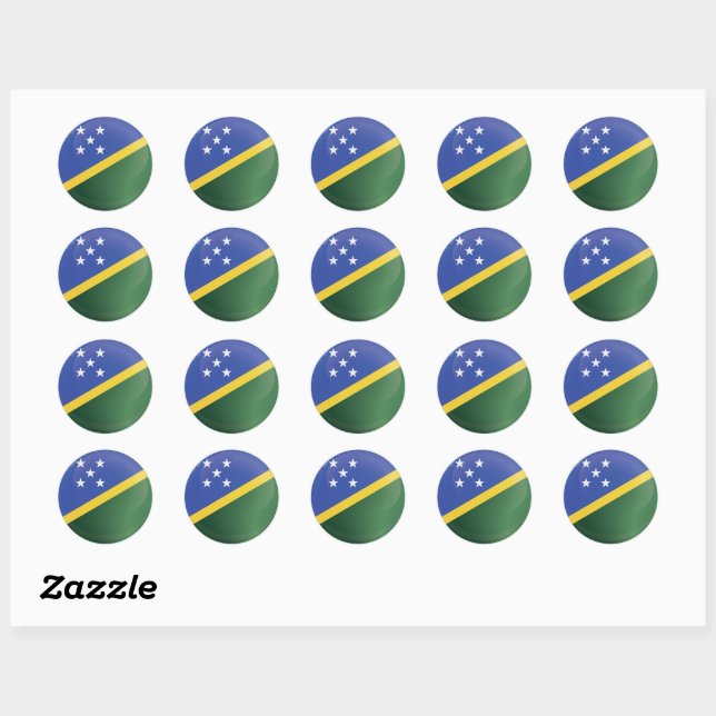 Sticker Rond Drapeau d'icône ronde des Îles Salomon (Feuille)