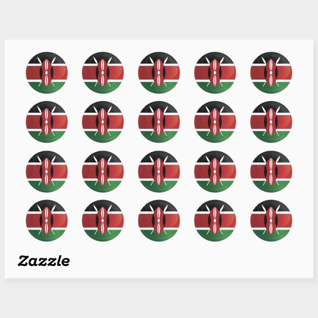 Sticker Rond Drapeau d'icône ronde du Kenya (Feuille)