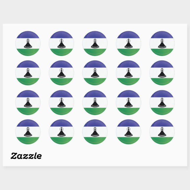 Sticker Rond Drapeau d'icône ronde du Lesotho (Feuille)