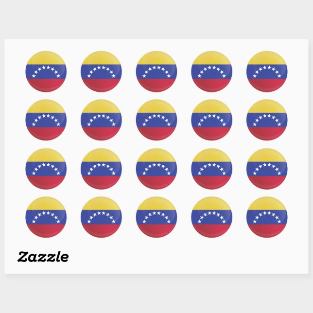 Sticker Rond Drapeau d'icône ronde du Venezuela (Feuille)