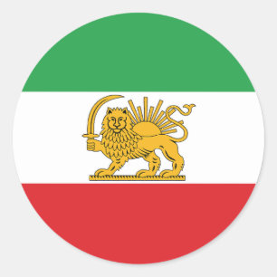 Sticker Rond Drapeau d'Iran Lion Et Soleil Shah d'Iran Drapeau