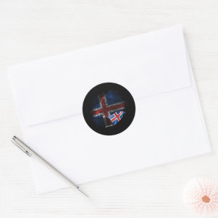 Sticker Rond Drapeau d'Islande