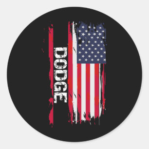 Sticker Rond Drapeau Dodge Usa 