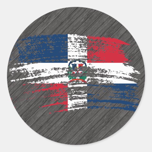 Sticker Rond Drapeau dominicain cool (Devant)