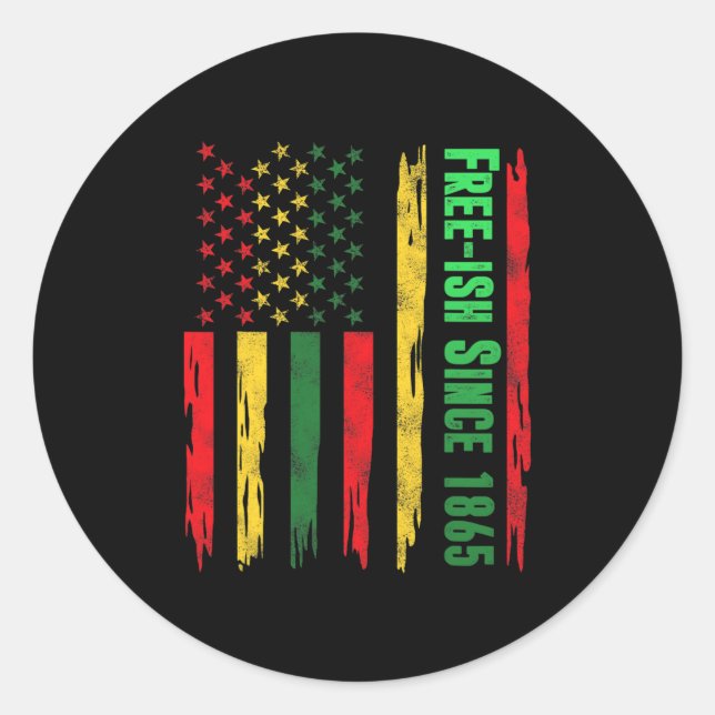 Sticker Rond Drapeau du 18ème jour libre Black Pride 1865 Afri (Devant)
