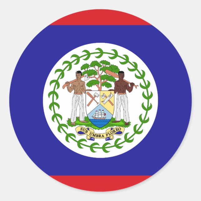 Sticker Rond Drapeau du Belize (Devant)
