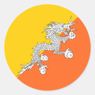 Sticker Rond Drapeau du Bhoutan